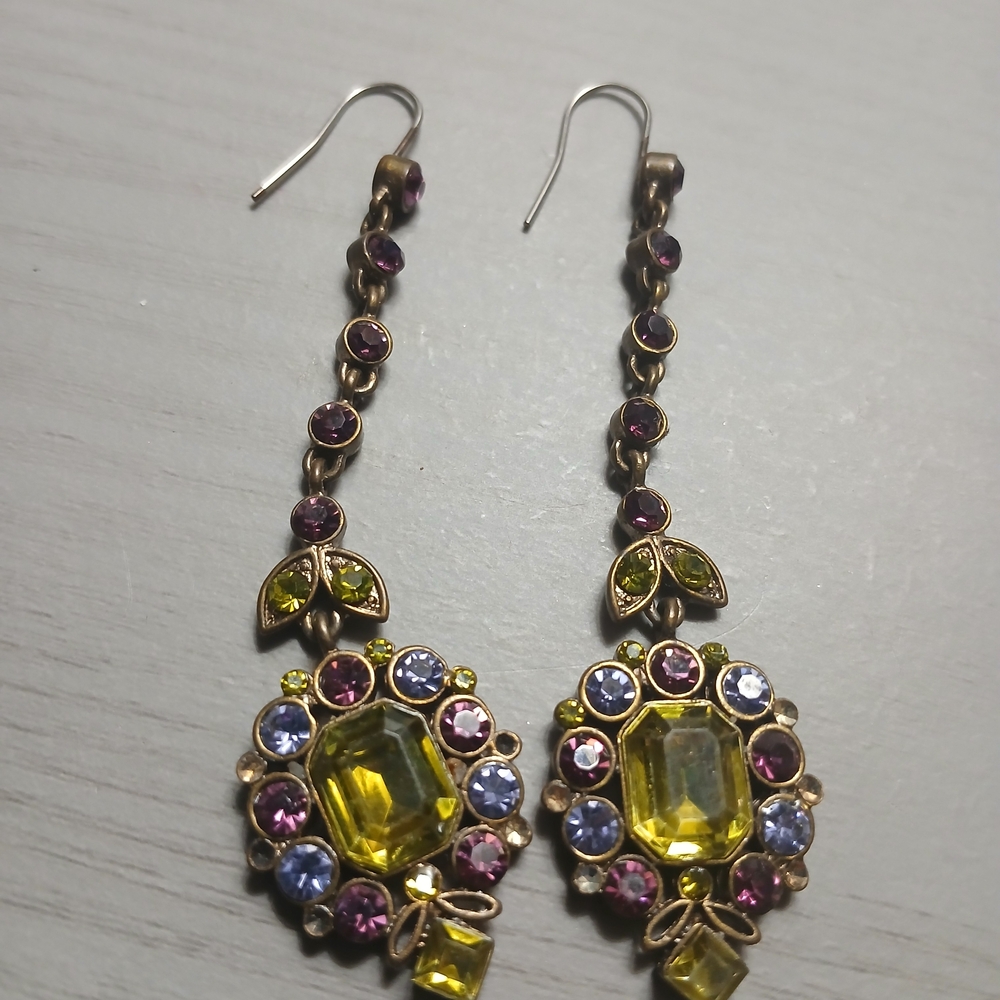 Elegant VINTAGE Multicolor Drop Earrings.. - Picture 2 of 14